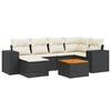 vidaXL Set de comedor de jard&iacute;n 7 pzas y cojines rat&aacute;n sint&eacute;tico negro