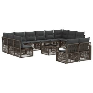 vidaXL Conjunto de sof&aacute;s de jard&iacute;n 13 uds. Gris rat&aacute;n sint&eacute;tico