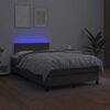 vidaXL Cama box spring con colch&oacute;n LED cuero sint&eacute;tico gris 120x190 cm