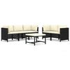 vidaXL Set de muebles de jard&iacute;n 6 pzas y cojines rat&aacute;n sint&eacute;tico negro