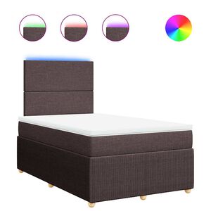 vidaXL Cama box spring con colch&oacute;n tela marr&oacute;n oscuro 120x190 cm