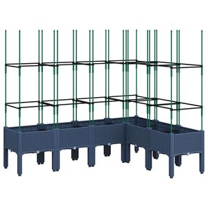vidaXL Jardinera con enrejado PP azul gris 160x120x142,5 cm