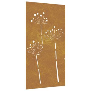 vidaXL Adorno de pared de jard&iacute;n acero corten dise&ntilde;o flores 105x55 cm