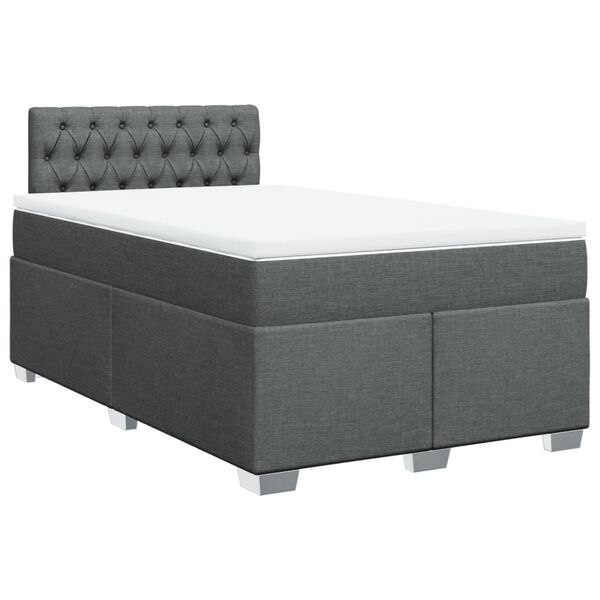 vidaXL Cama box spring con colch&oacute;n tela gris oscuro 120x190 cm
