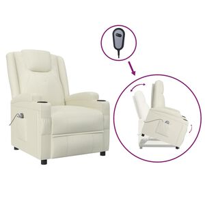vidaXL Sill&oacute;n elevable de cuero sint&eacute;tico blanco crema