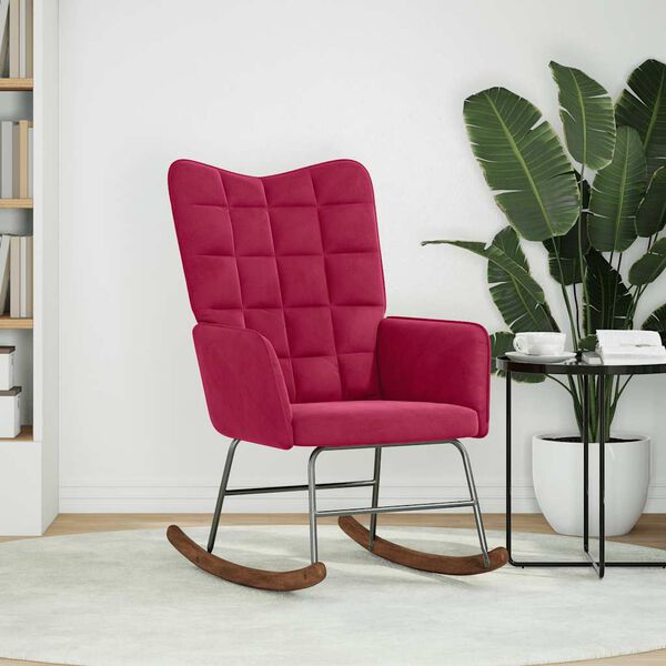 vidaXL Silla mecedora de terciopelo rojo vino tinto