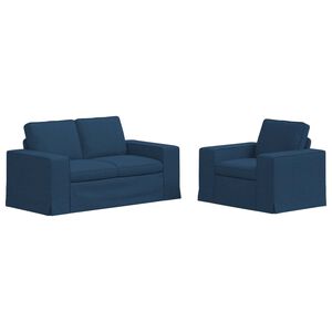 vidaXL Juego de Sof&aacute; 2 uds. Azul tela