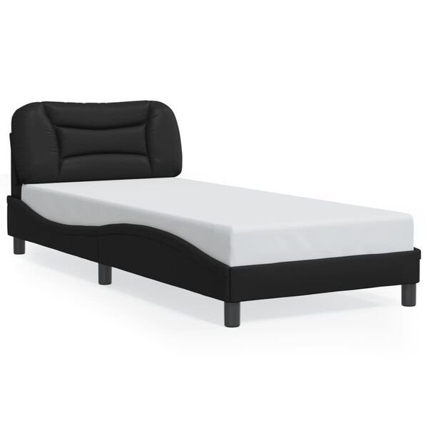 vidaXL Estructura de cama sin colchón Hvar cuero sintético negro 90x190 cm