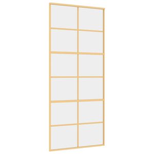 vidaXL Puerta corredera dorada de vidrio ESG transparente y aluminio