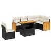 vidaXL Set de comedor de jard&iacute;n 7 pzas y cojines rat&aacute;n sint&eacute;tico negro