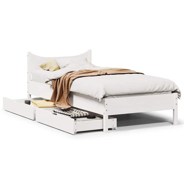 vidaXL Estructura cama con cajones madera maciza pino blanca 90x190 cm