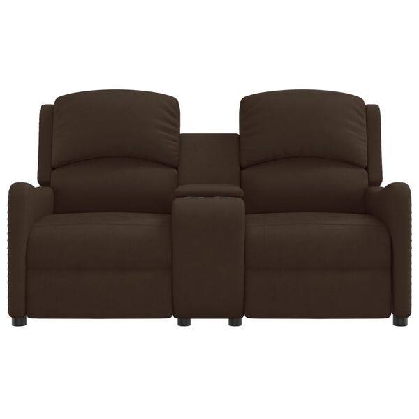 vidaXL Sillón reclinable masaje 2 plazas y portavasos cuero PE marrón