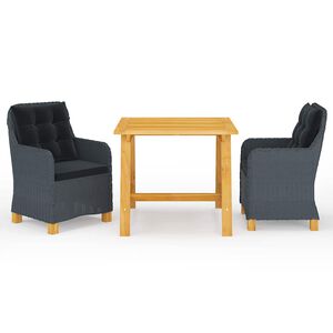 vidaXL Juego de comedor para jard&iacute;n 3 piezas gris oscuro