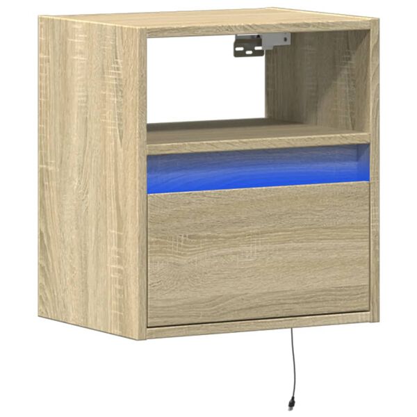 vidaXL Mueble de TV de pared con luces LED roble Sonoma 41x31x45 cm