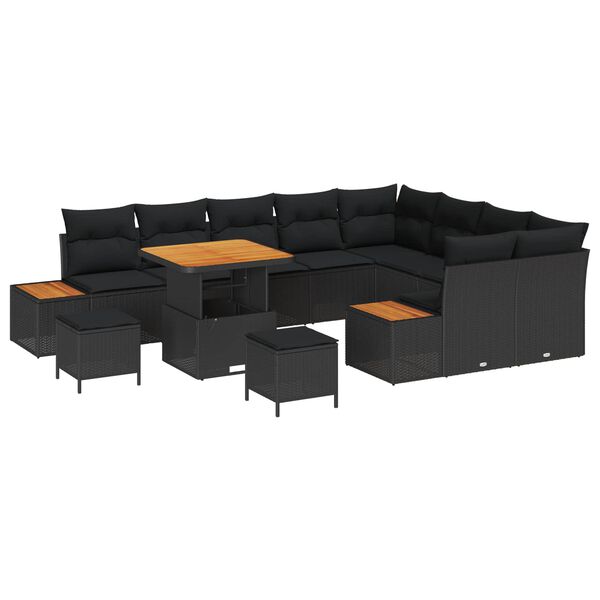vidaXL Conjunto de sof&aacute;s de jard&iacute;n 12 pcs Negro rat&aacute;n sint&eacute;tico