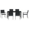 vidaXL Conjunto de Comedor de Jard&iacute;n 7 pcs Negro Rat&aacute;n sint&eacute;tico