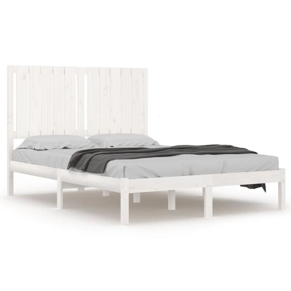 vidaXL Estructura de cama doble peque&ntilde;a madera maciza blanca 120x190cm