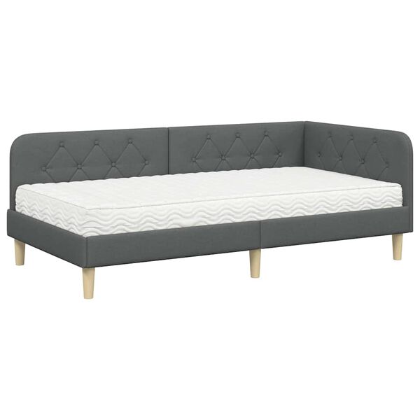 vidaXL Estructura de cama en esquina Gris oscuro 90 x 190 cm tela
