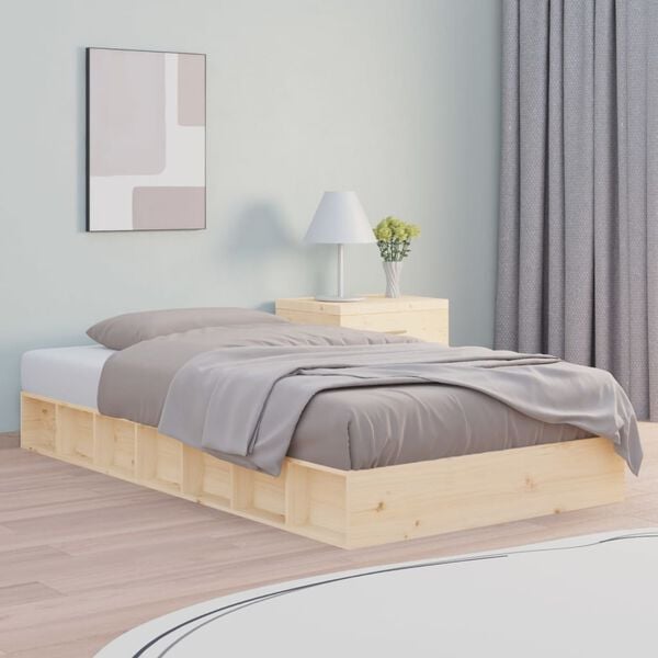 vidaXL Estructura de cama individual peque&ntilde;a madera maciza 75x190 cm