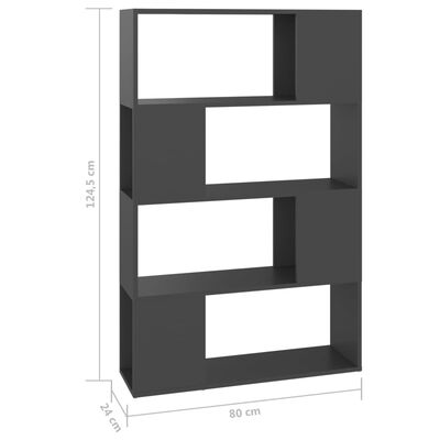 vidaXL Librería separador madera contrachapada gris 80x24x124,5 cm
