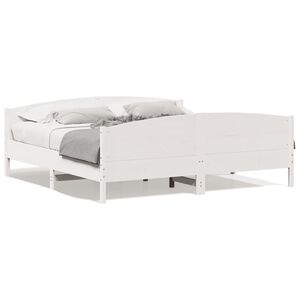vidaXL Cama sin colch&oacute;n madera maciza de pino blanca 180x200 cm