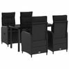vidaXL Conjunto de Comedor de Jard&iacute;n 5 uds. Negro rat&aacute;n sint&eacute;tico