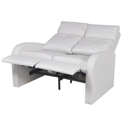 vidaXL Sillón reclinable con 2 plazas de cuero artificial blanco