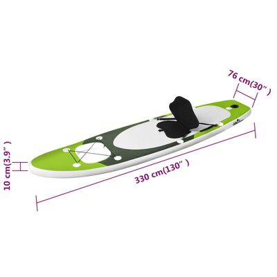 vidaXL Set de tabla de paddle surf hinchable verde 330x76x10 cm