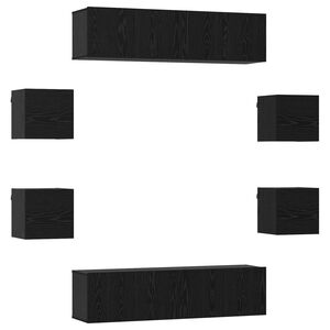vidaXL Conjunto de mueble de TV 8 pcs 120 x 30 x 30 cm Roble Negro
