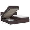 vidaXL Cama otomana con colch&oacute;n con cabecera 2 uds. Marr&oacute;n Oscuro Tela