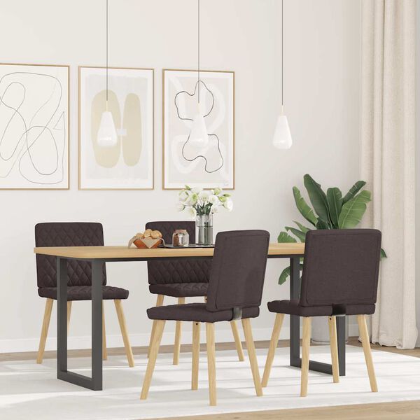 vidaXL Sillas de comedor 4 unidades tela marr&oacute;n oscuro