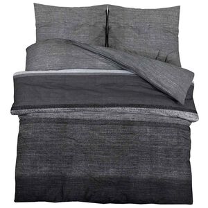 vidaXL Juego de funda n&oacute;rdica gris oscuro y negro 135x200 cm algod&oacute;n