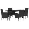 vidaXL Conjunto de Comedor de Jard&iacute;n 5 uds. Negro rat&aacute;n sint&eacute;tico