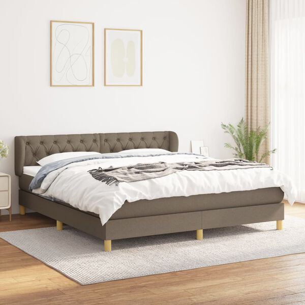 vidaXL Cama box spring con colch&oacute;n tela gris taupe 160x200 cm