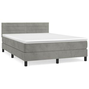 vidaXL Cama box spring con colch&oacute;n terciopelo gris claro 140x190 cm
