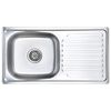 vidaXL Fregadero de cocina con colador y sif&oacute;n de acero inoxidable