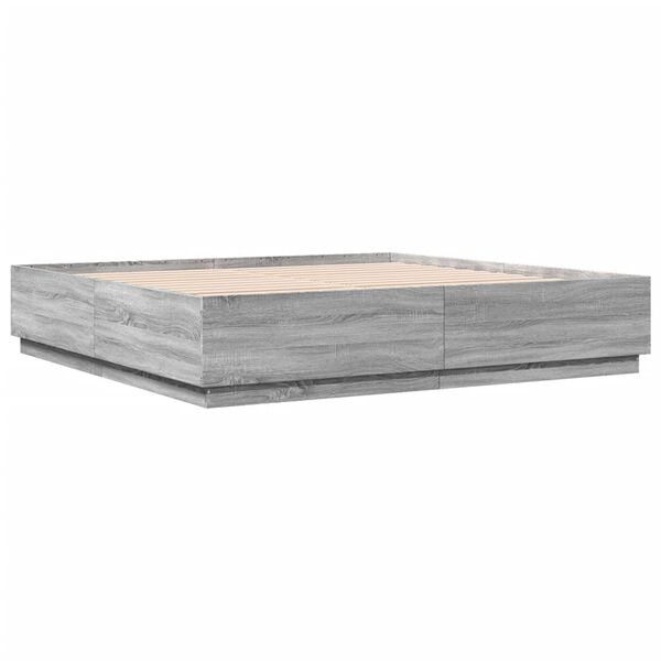vidaXL Estructura de cama madera de ingenier&iacute;a gris Sonoma 200x200 cm
