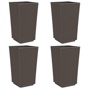 vidaXL Jardineras 4 unidades PP marr&oacute;n 32,5x32,5x57 cm