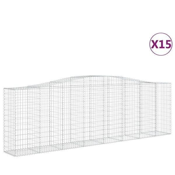 vidaXL Cestas de gaviones 15 uds forma de arco hierro 400x50x120/140cm