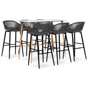 vidaXL Mesa alta y taburetes de bar 7 piezas blanco y gris