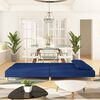 vidaXL Sofá cama de 2 plazas con dos almohadas tela azul