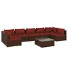 vidaXL Set muebles de jard&iacute;n 8 piezas y cojines rat&aacute;n sint&eacute;tico marr&oacute;n
