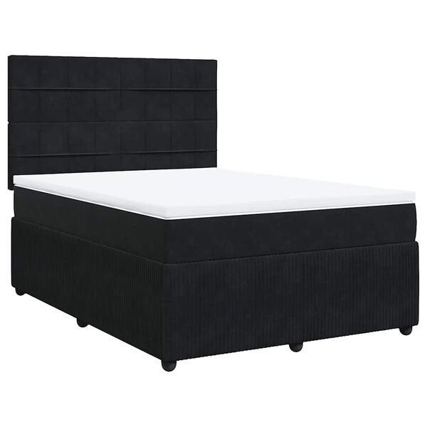 vidaXL Cama box spring con colch&oacute;n terciopelo negro 140x200 cm