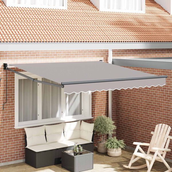 vidaXL Toldo Retr&aacute;ctil Gris Claro 350 x 250 cm Poli&eacute;ster y Aluminio