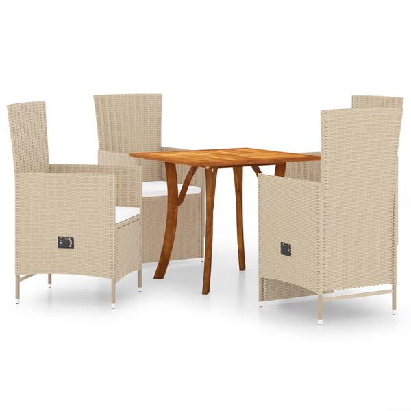 vidaXL Juego de comedor para jard&iacute;n 5 piezas beige