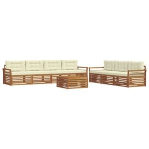 vidaXL Conjunto de sof&aacute;s de exterior 8 uds. Natural y Crema