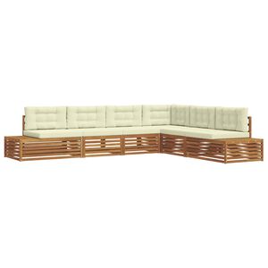 vidaXL Conjunto de sof&aacute;s de exterior con coj&iacute;n 6 Pieza Natural y Crema