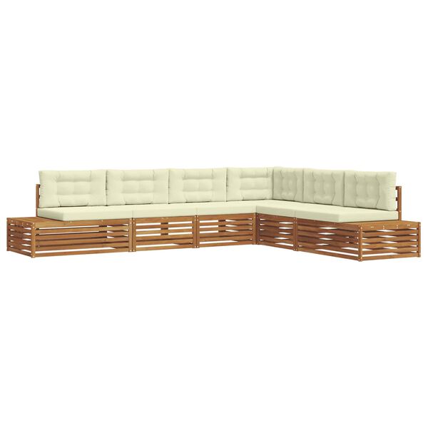 vidaXL Conjunto de sof&aacute;s de exterior con coj&iacute;n 6 Pieza Natural y Crema