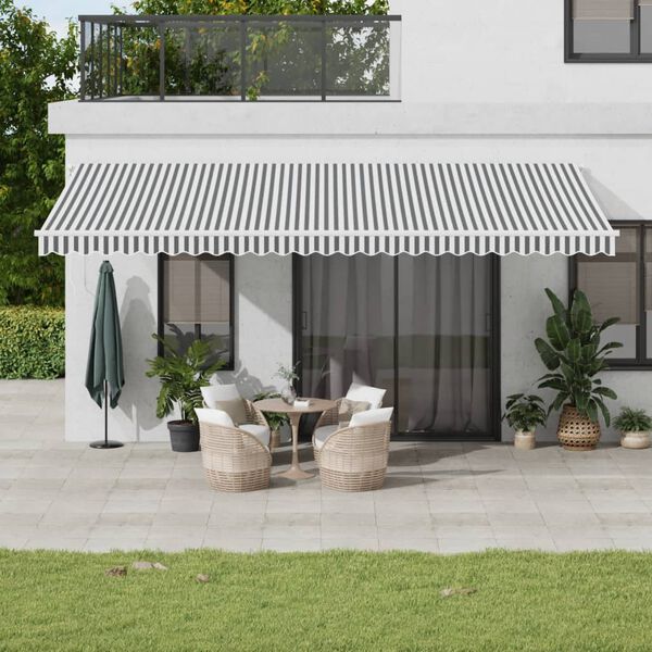 vidaXL Toldo retr&aacute;ctil manual luz LED antracita y blanco 600x350 cm