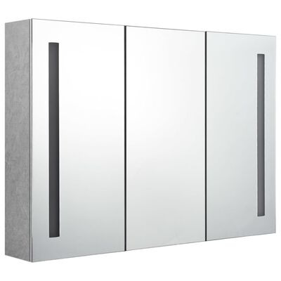vidaXL Armario de baño con espejo LED gris hormigón 89x14x62 cm